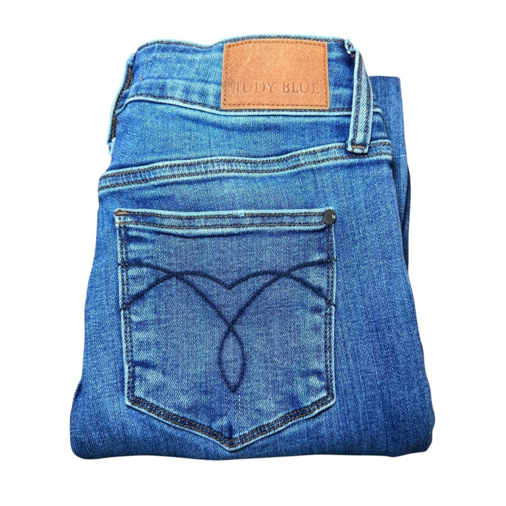 Judy Blue High Waist Bootcut Jeans Medium Wash Raw Hem JB82686MD Womens 3/26